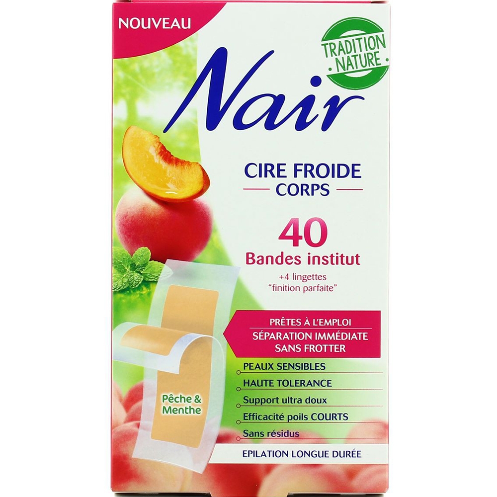 Bandes de cire froide Corps Pêche & Menthe x40