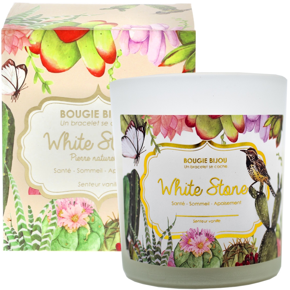 Bougie bijou White stone senteur Vanille stella green Bougie bijou White stone senteur Vanille stella green