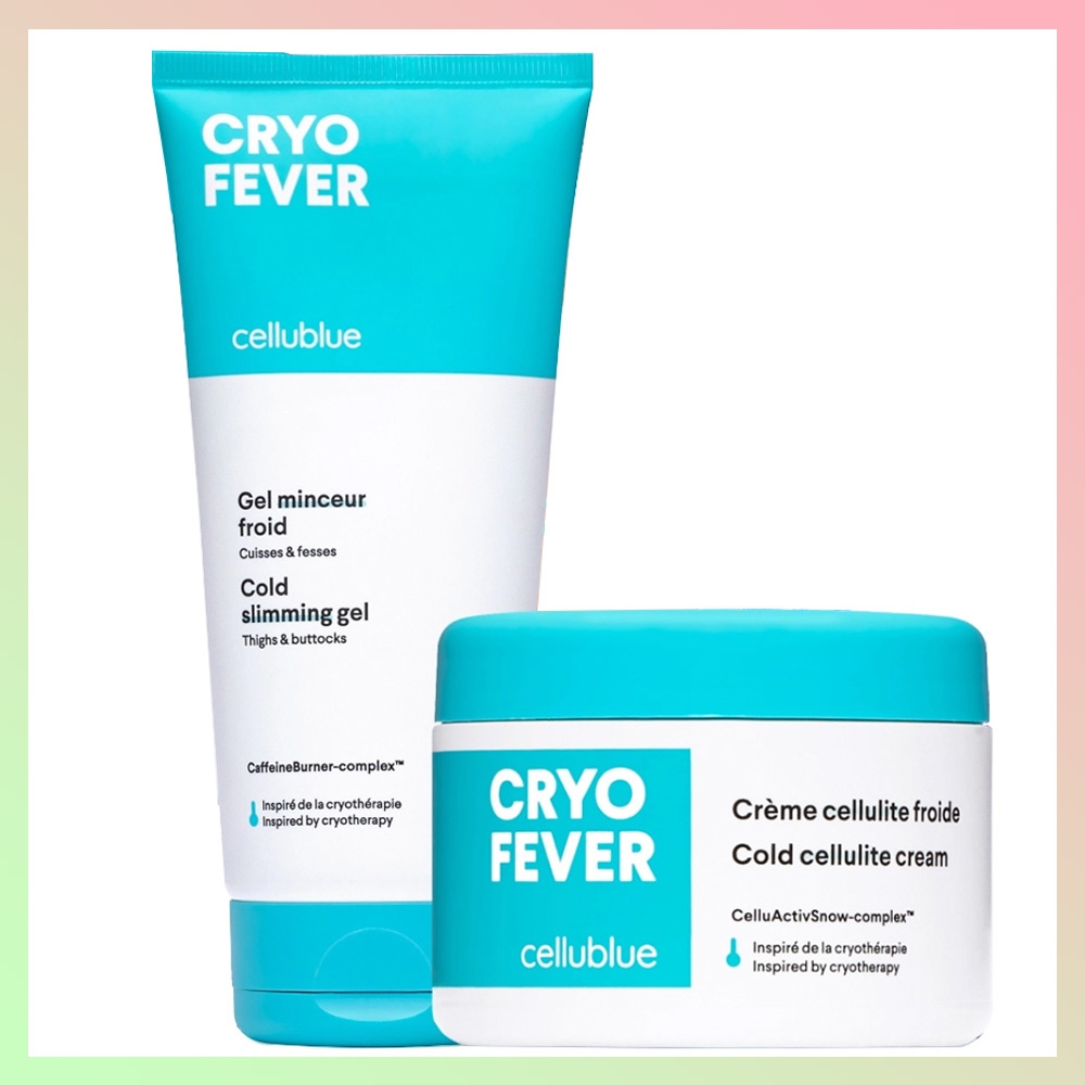 Routine cuisses affinées Cryo Fever Cellublue 2 produits gel minceur Cuisses & fesses et crème cellulite froide Routine cuisses affinées Cryo Fever Cellublue 2 produits gel minceur Cuisses & fesses et crème cellulite froide