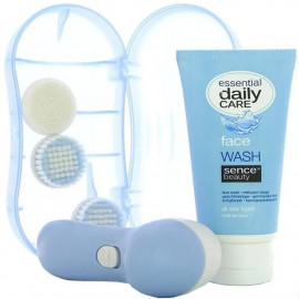 Coffret brosse nettoyante et gel nettoyant pour le visage sence boitier ouvert avec produits