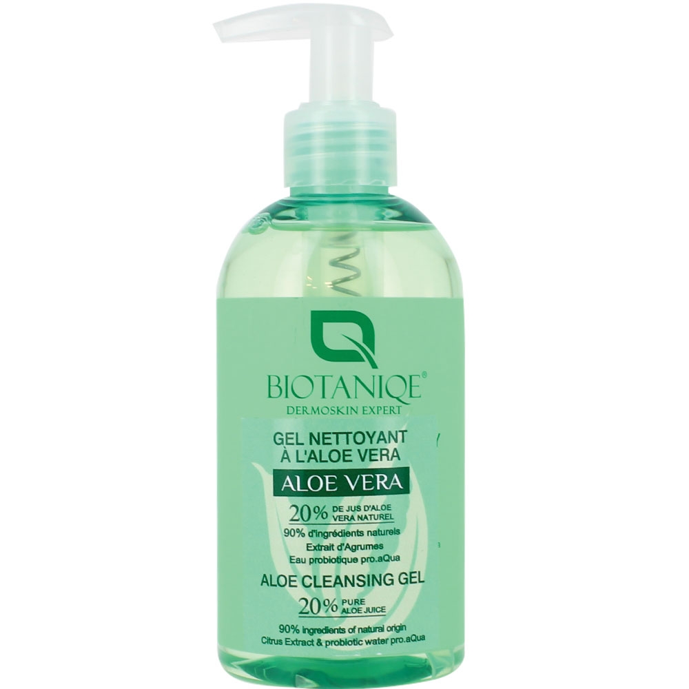 Gel nettoyant visage à l'aloe vera flacon pompe biotaniqe