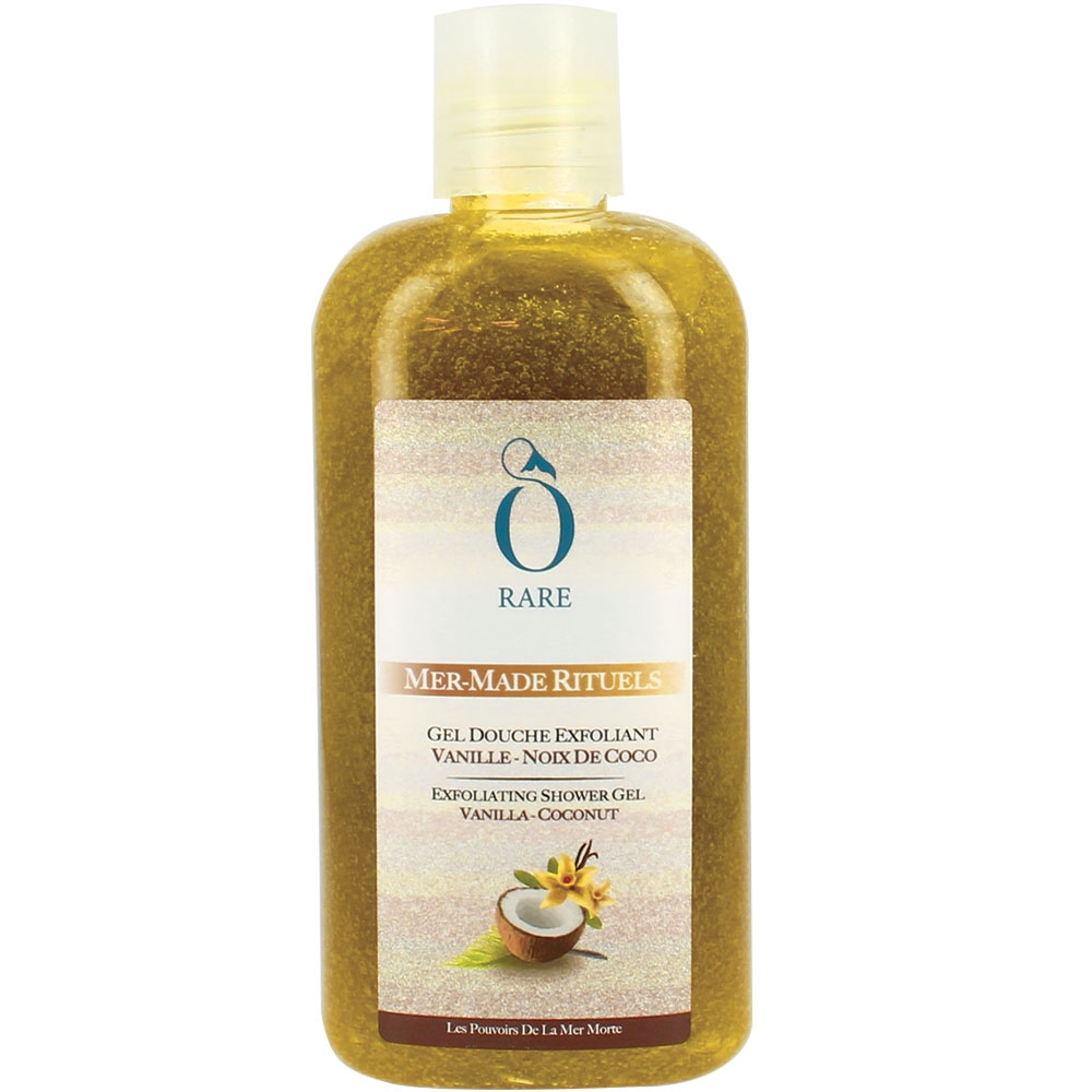 Bouteille de gel douche exfoliant vanille coco