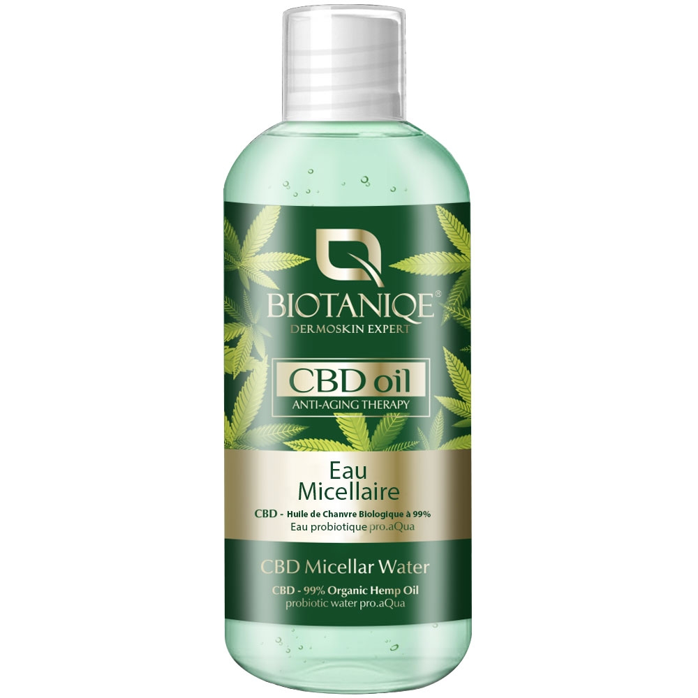 Eau micellaire anti-âge CBD oil Biotaniqe packaging français Eau micellaire anti-âge CBD oil Biotaniqe packaging français