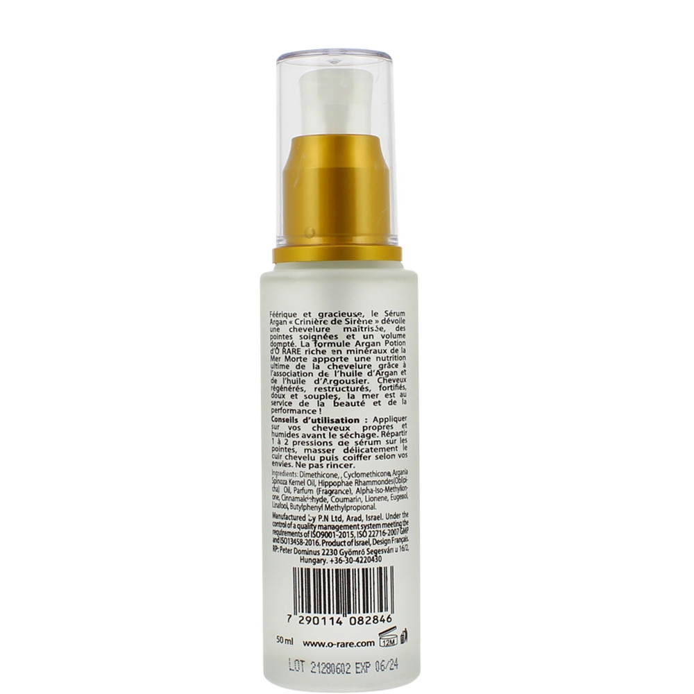 Dos de bouteille sérum argan potion - Crinière de sirène Dos de bouteille sérum argan potion - Crinière de sirène