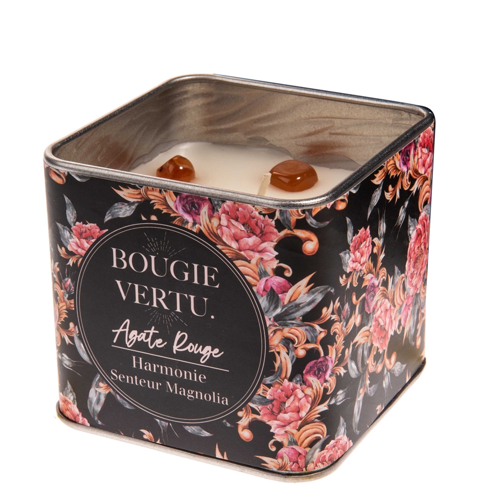 Bougie vertus - Pierres naturelles - Agate Rouge