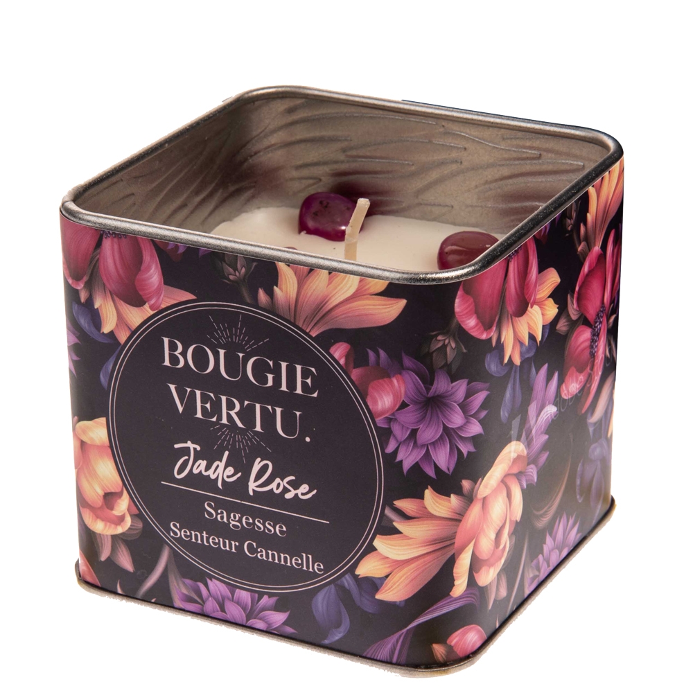 Bougie vertus - Pierres naturelles - Jade Rose