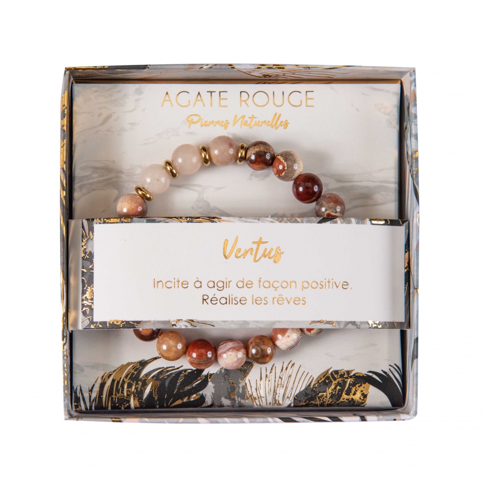 Bracelet pierres naturelles - Agate rouge