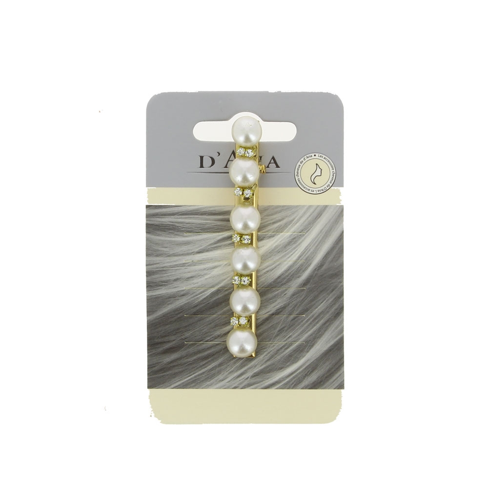 Barrette simple perles blanches