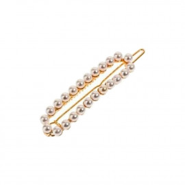 Barrette double perles blanches