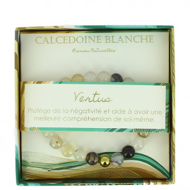 Bracelet Pierres Naturelles - Calcédoine blanche