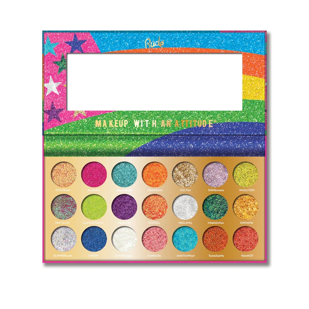 Palette 21 fards à paupières - United shades of glitter - RUDE Cosmetics Palette 21 fards à paupières - United shades of glitter - RUDE Cosmetics