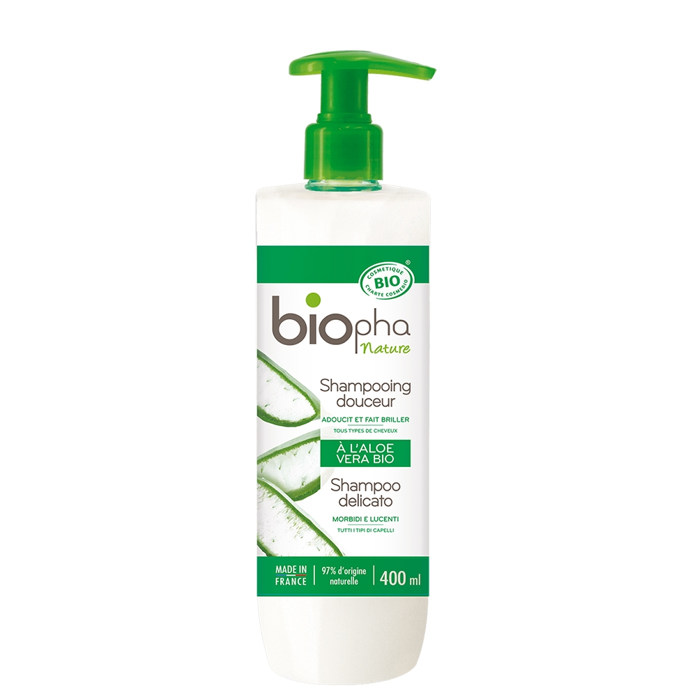 Shampooing douceur à l'aloé vera et huile d'amande douce Biopha Shampooing douceur à l'aloé vera et huile d'amande douce Biopha
