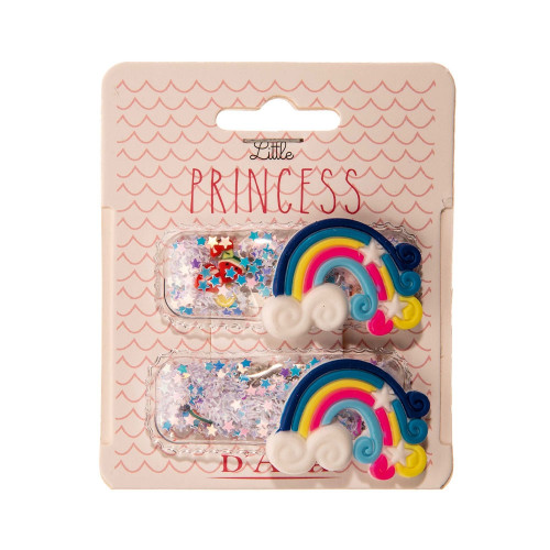 Barrettes arc-en-ciel et paillettes cheveux