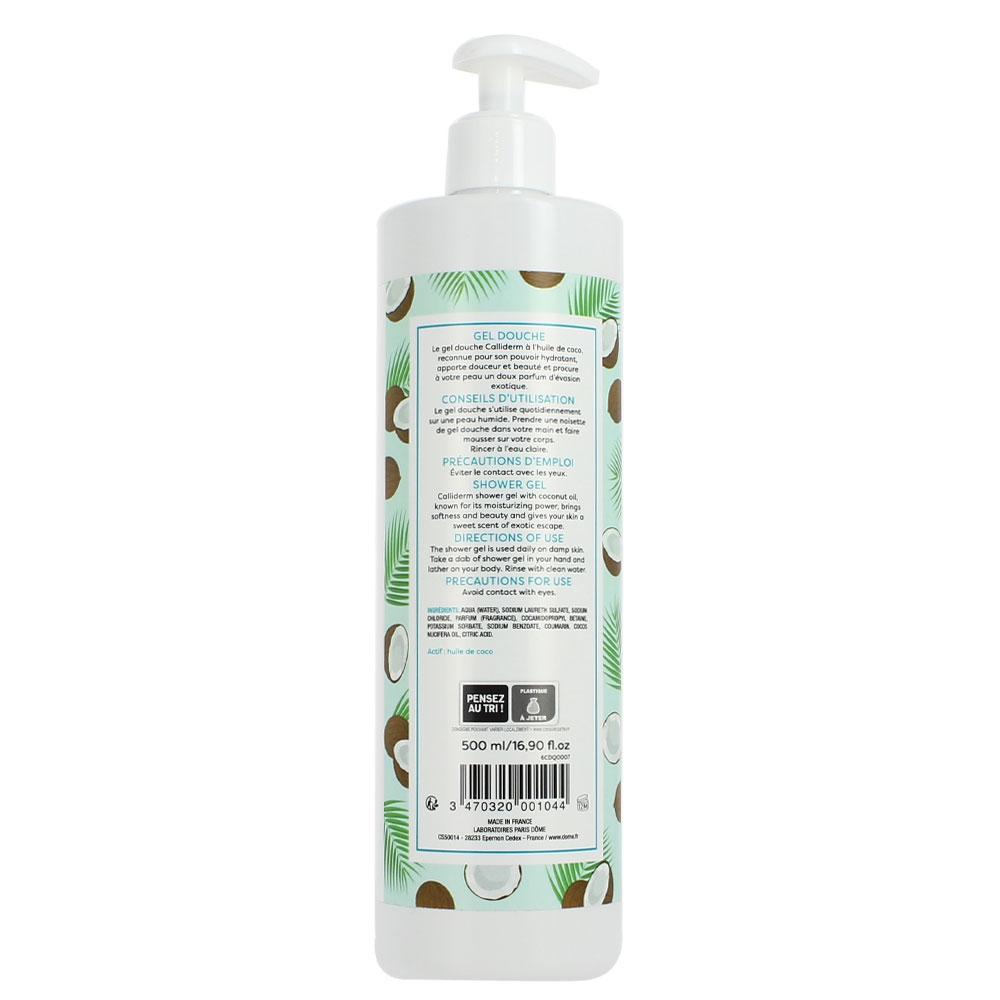 Gel douche huile de coco Calliderm 2+1 gratuit - ingrédients Gel douche huile de coco Calliderm 2+1 gratuit - ingrédients