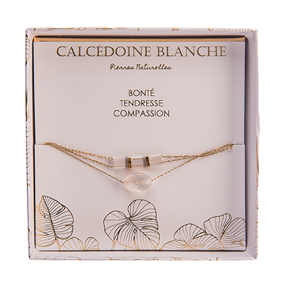 Bracelet pierre naturelle - Calcédoine blanche - Stella Green