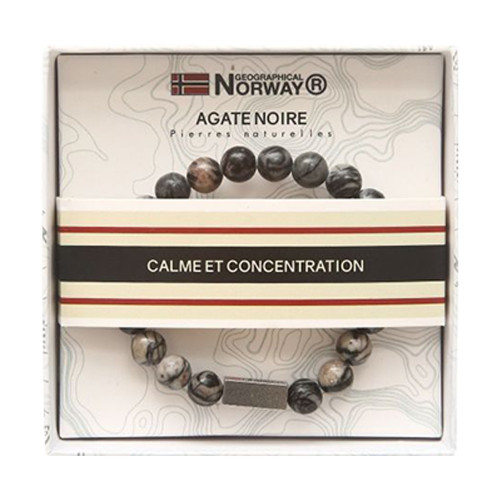 Bracelet en pierres naturelles - Agate noire - Geographical Norway