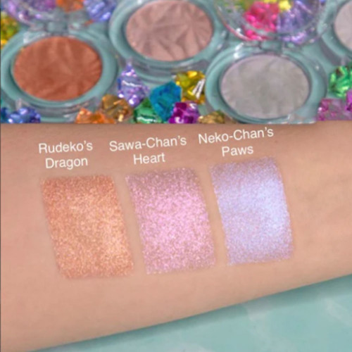 Swatch teintes highlighter - Collection manga - Rude Cosmetics