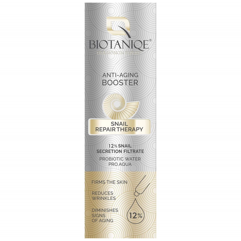Anti-âge Booster à la bave d'escargot avant - biotaniq - SAGA Cosmetics