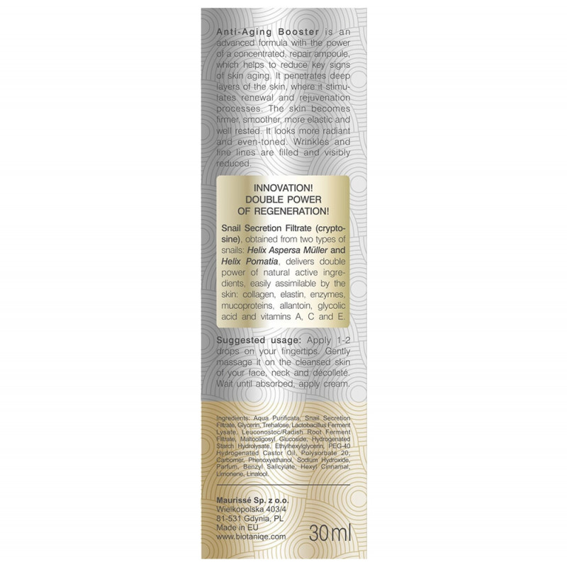 Anti-âge Booster à la bave d'escargot arrière - biotaniq - SAGA Cosmetics