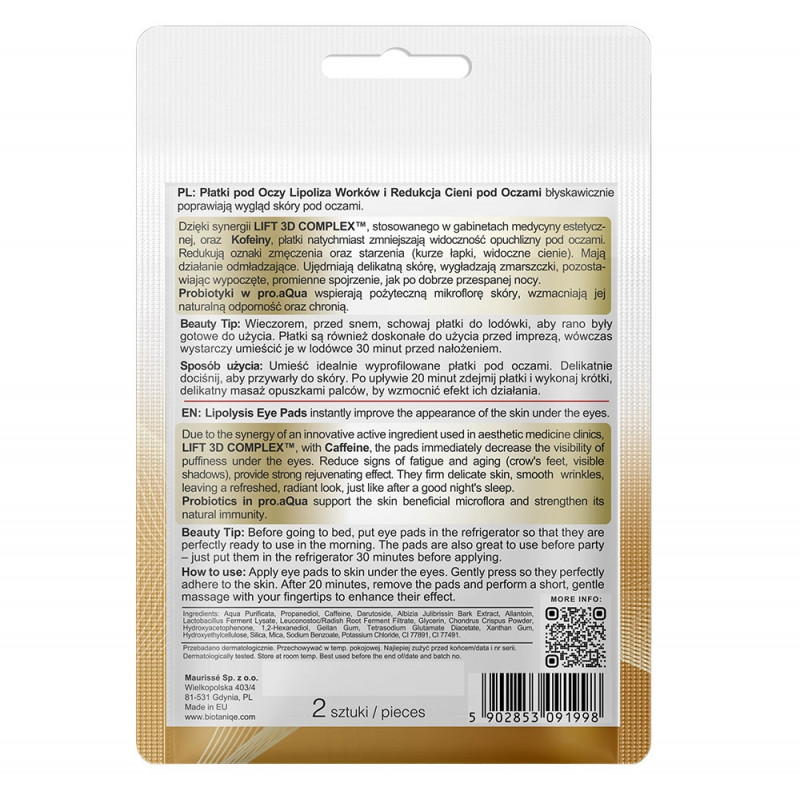 Patch yeux arrière - Biotaniq - SAGA Cosmetics