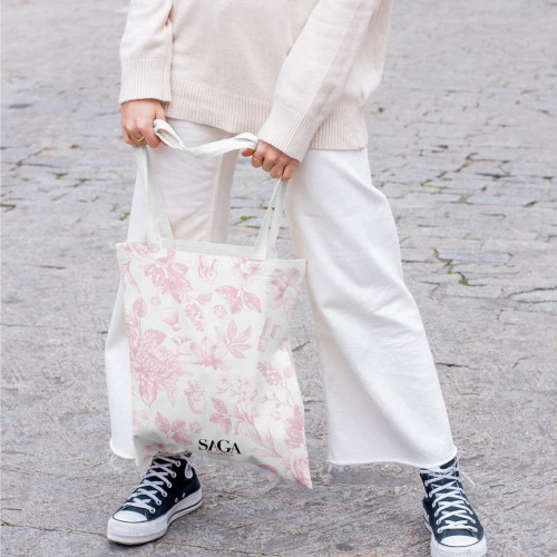 Tote bag de couleur rose clair pour shopping de chez SAGA COSMETICS