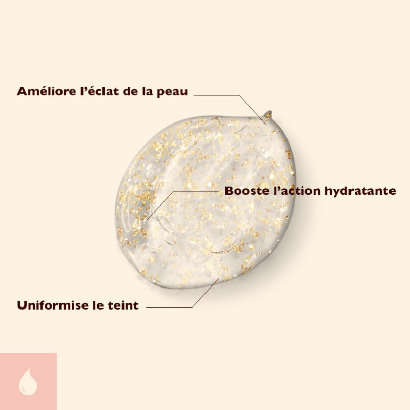 Bénéfices essence hydratante visage or 24K