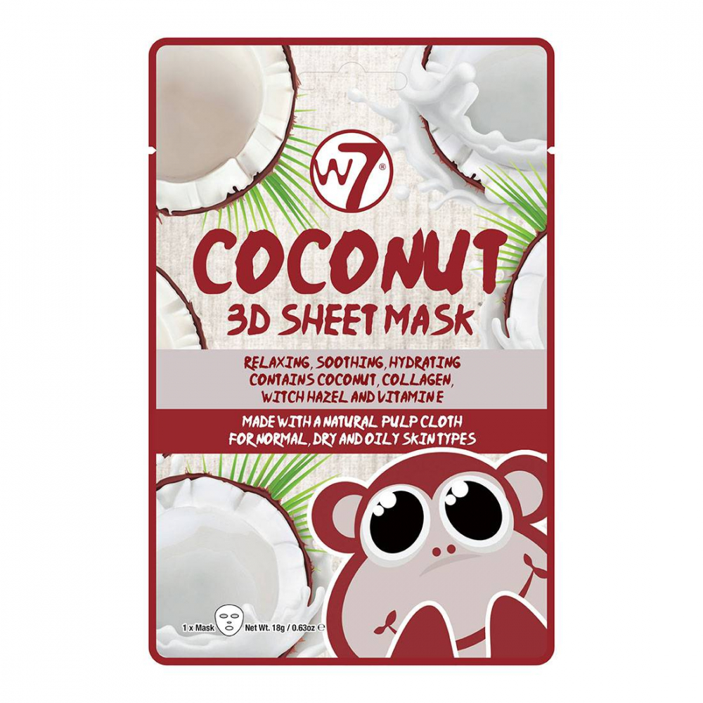 Masque visage en tissu parfum noix de coco de la marque W7.