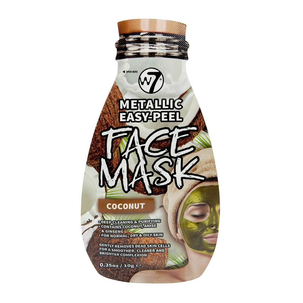 Masque peel-off metallic à la noix de coco de W7. Masque peel-off metallic à la noix de coco de W7.
